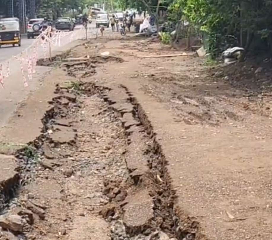 कुंभपूर्व रस्त्यांचा पहिल्याच पावसात बोजवारा; गंगापूर रोडसह अनेक रस्ते खचले, कारवाईची मागणी