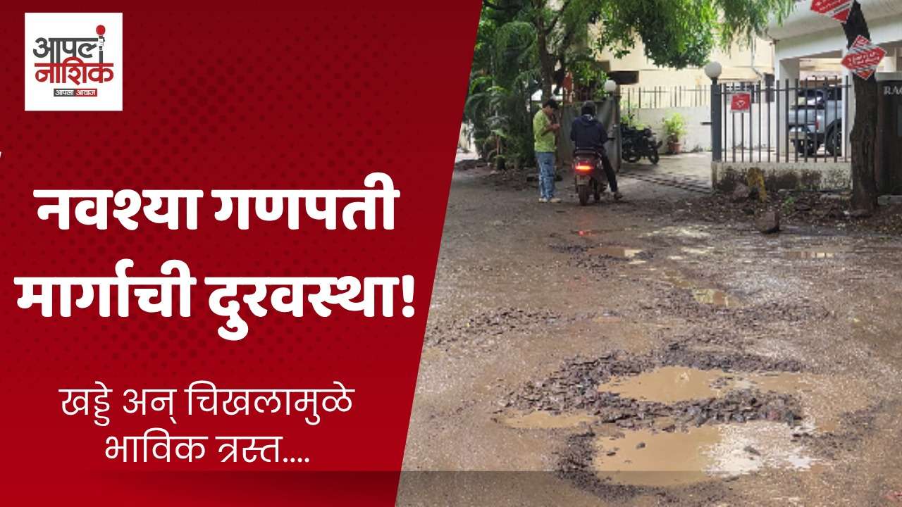 नवश्या गणपती मार्गावरील खड्ड्यांनी भाविक हैराण