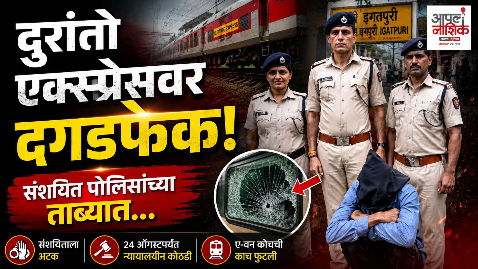 दुरांतो एक्स्प्रेसवर इगतपुरीजवळ दगडफेक; आरपीएफकडून संशयित ताब्यात