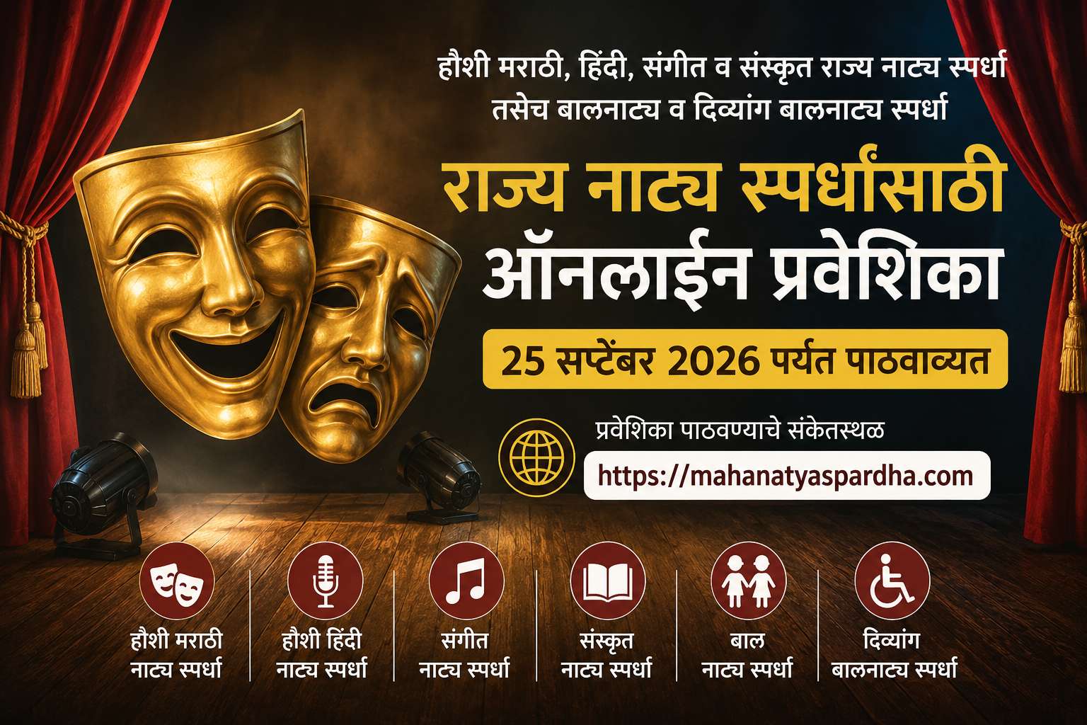 राज्य नाट्य स्पर्धांसाठी २५ सप्टेंबरपर्यंत ऑनलाइन प्रवेशिका