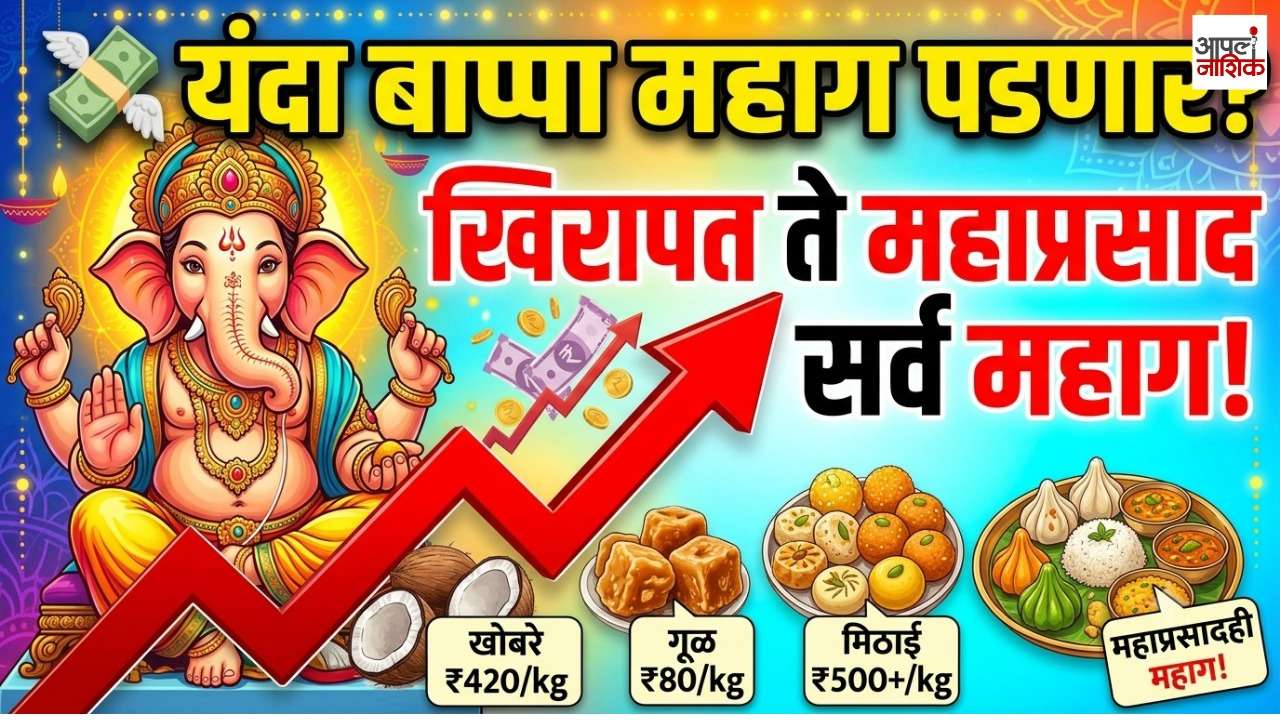 गणेशोत्सव 2026: खोबरे 420, गूळ 80 रुपये; खिरापत आणि महाप्रसादाचा खर्च वाढणार | Apla Nashik