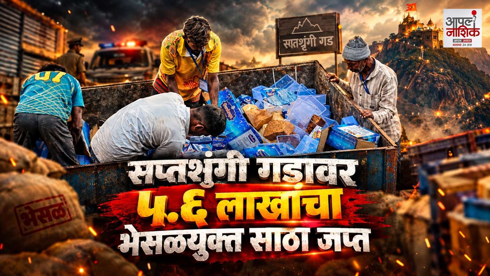 सप्तशृंगी गडावर FDA ची धडक कारवाई! ५.६ लाखांचा भेसळयुक्त साठा नष्ट