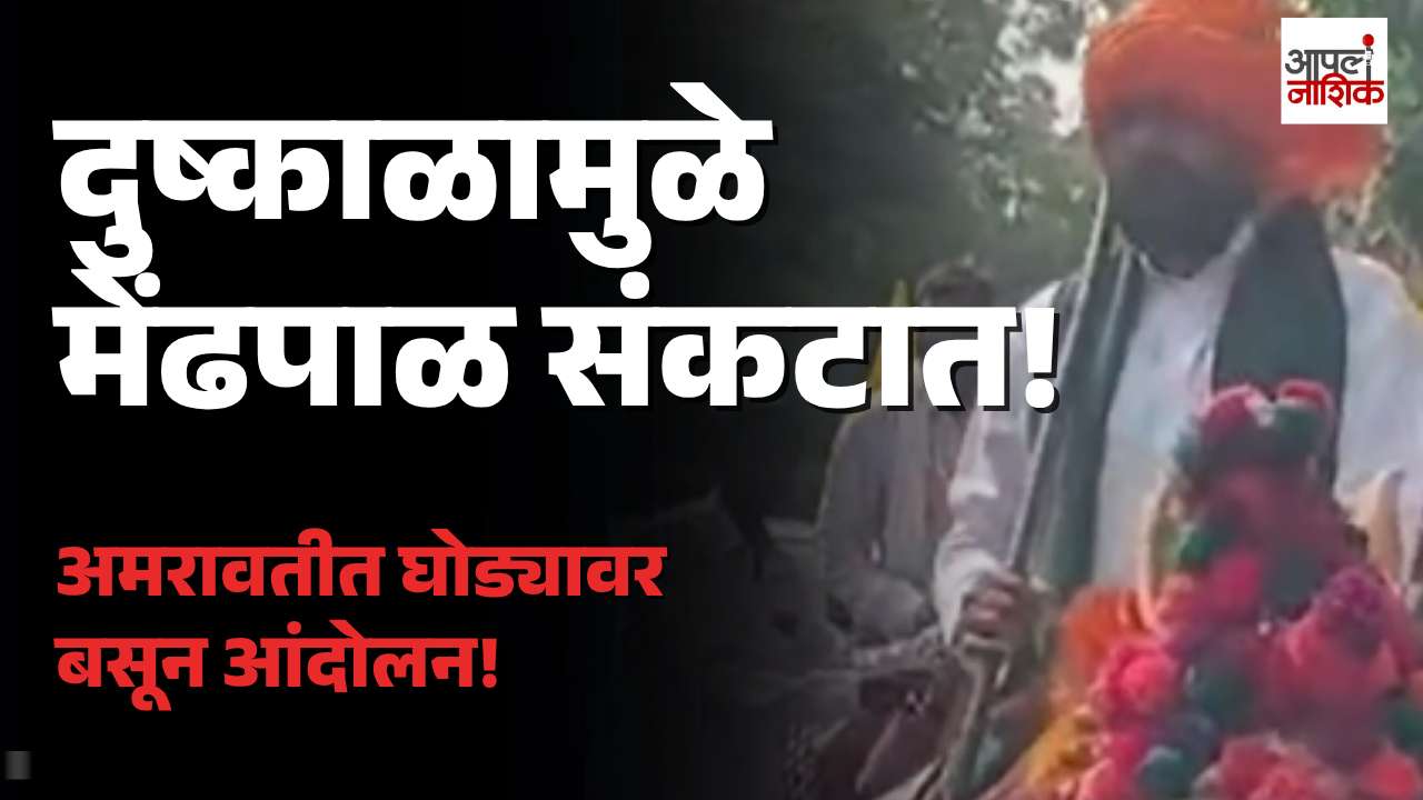 कोरड्या दुष्काळामुळे मेंढपाळ संकटात; अमरावतीत घोड्यावर बसून आंदोलन